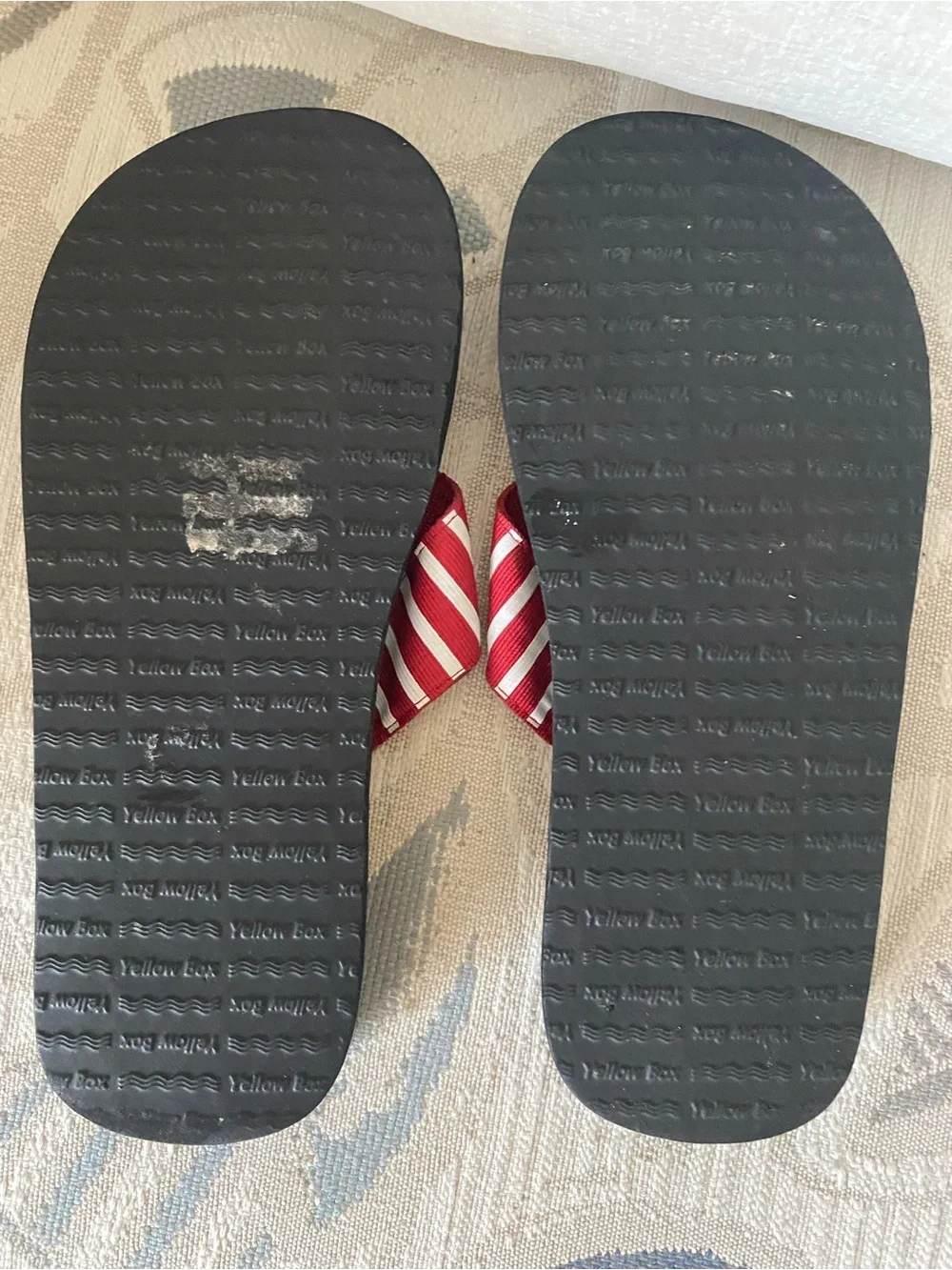 Yellow Box Yulisa Fashion Flip Flop Sandals Red and White Stripes  7 - Picture 2 of 5
